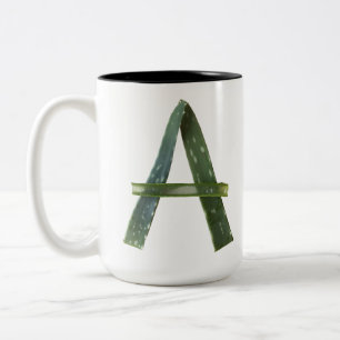 Aloe - Botanical Monogram Green Capital letter A Two-Tone Coffee Mug