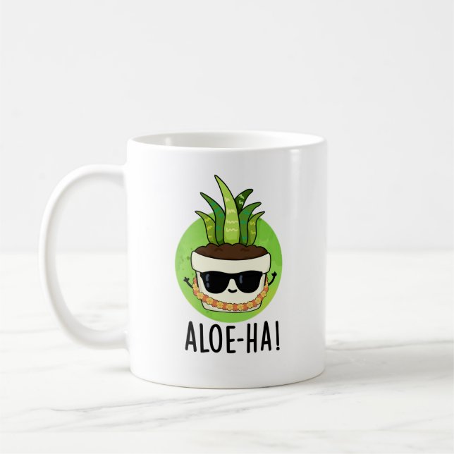 Aloe-ha Funny Hawaiian Plant Pun  Coffee Mug (Left)