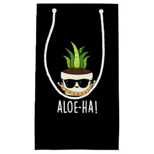 Aloe-ha Funny Hawaiian Plant Pun Dark BG Small Gift Bag
