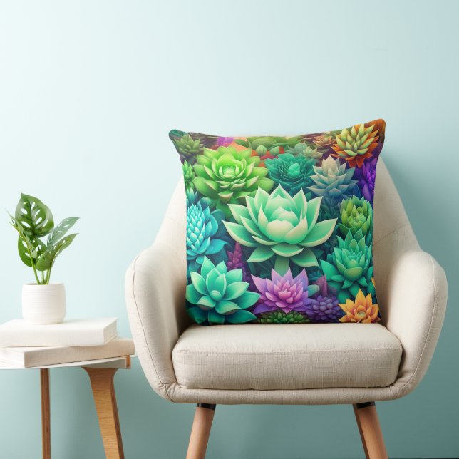 Aloe Vera and Succulents Collage Cushion (Chair)