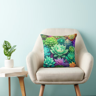 Aloe Vera and Succulents Collage Cushion