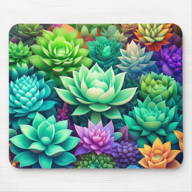 Aloe Vera and Succulents Collage  Mouse Pad (Front)