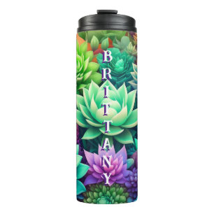 Aloe Vera and Succulents Collage Personalised Thermal Tumbler