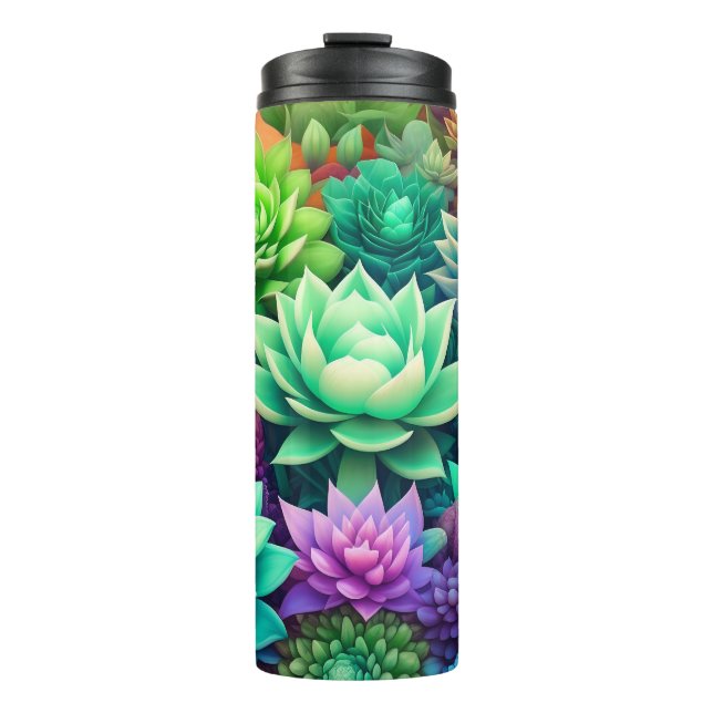 Aloe Vera and Succulents Collage  Thermal Tumbler (Front)
