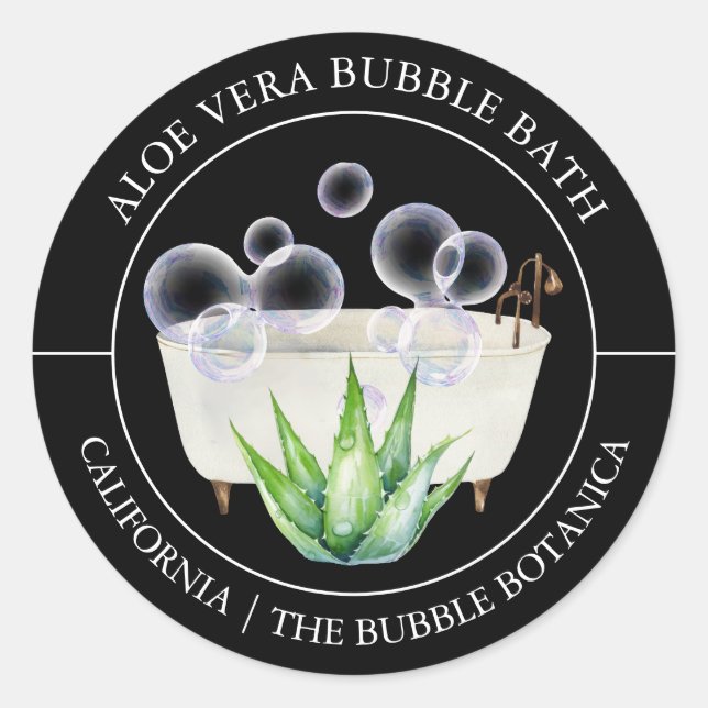 Aloe Vera Bubble Bath label (Front)