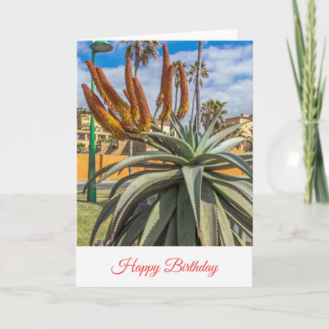Aloe Vera flowers birthday card (Front)