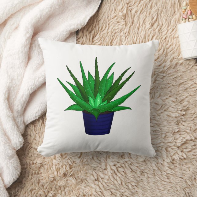 Aloe Vera Hand drawn Plant Cushion (Blanket)