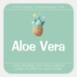 Aloe Vera Plant Cute Symbol Soy Candles Labels