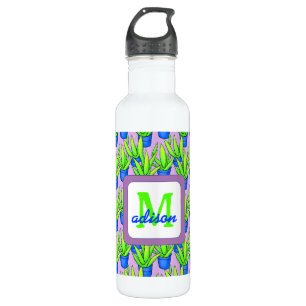 Aloe Vera Plants Pattern Monogrammed 710 Ml Water Bottle
