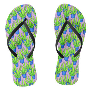 Aloe Vera Plants Pattern Textile Jandals