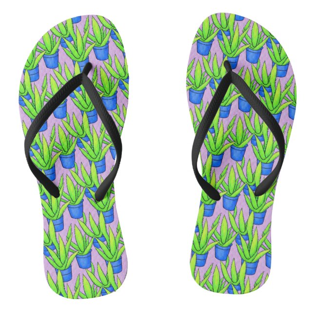 Aloe Vera Plants Pattern Textile Jandals (Footbed)