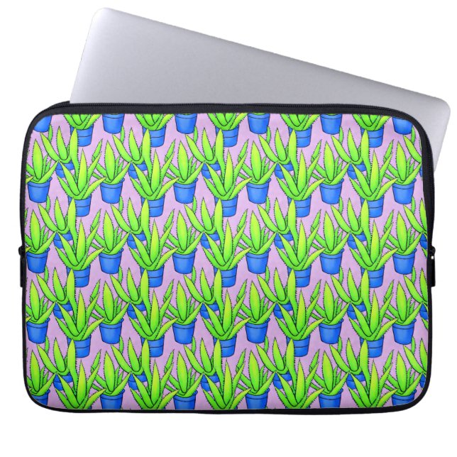 Aloe Vera Plants Pattern Textile Laptop Sleeve (Front)