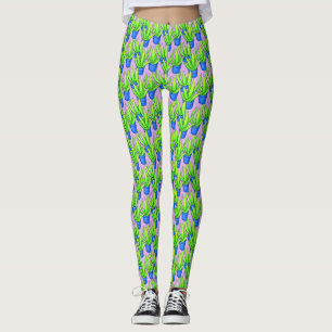 Aloe Vera Plants Pattern Textile Leggings