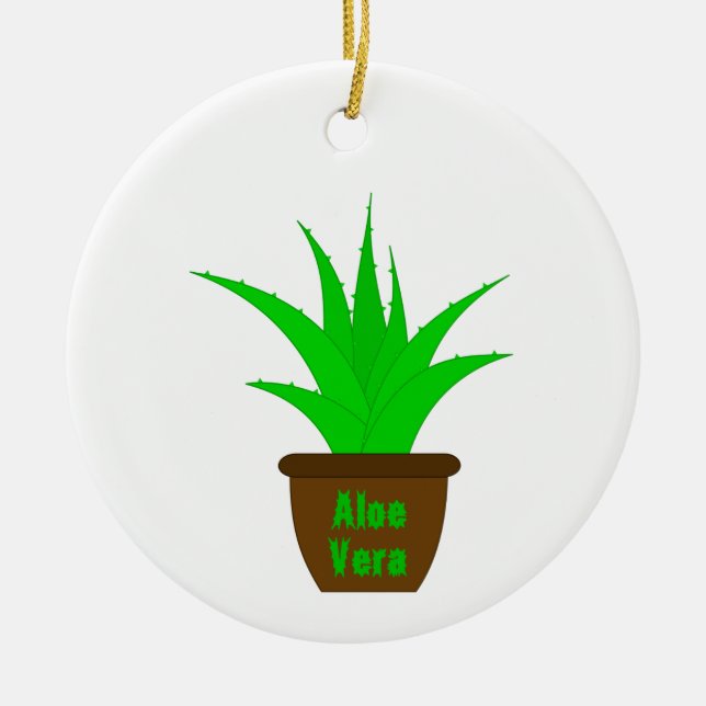 Aloe Vera with a Label Ceramic Tree Decoration (Front)
