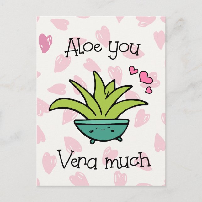 Aloe You Vera Much Cute Love Postcard (Front)