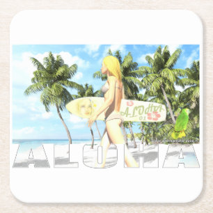 Aloha 01 square paper coaster