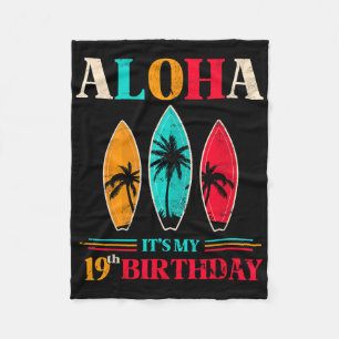 Aloha 19th Birthday Hawaii Tropical Beach Surfing Fleece Blanket