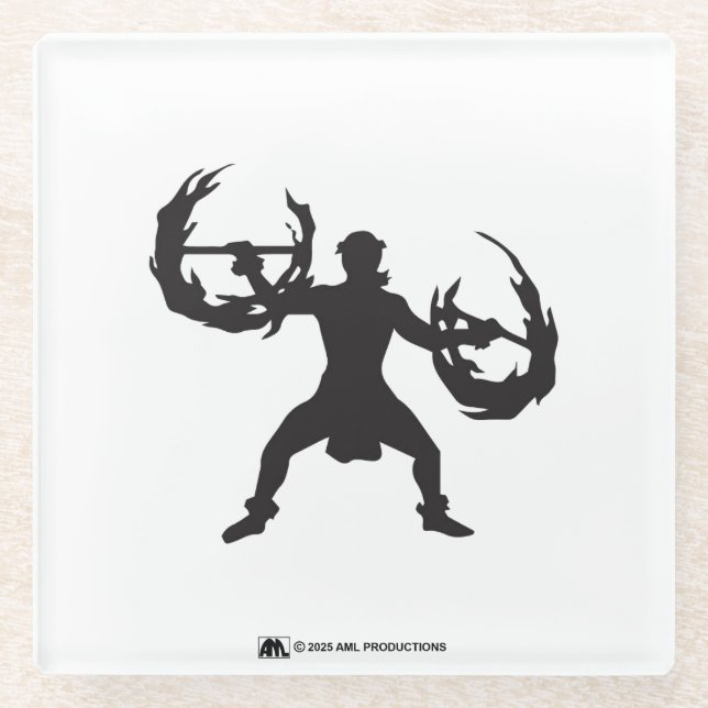 ALOHA 3 Hula Man Fire Dancer Glass Coaster (Front)