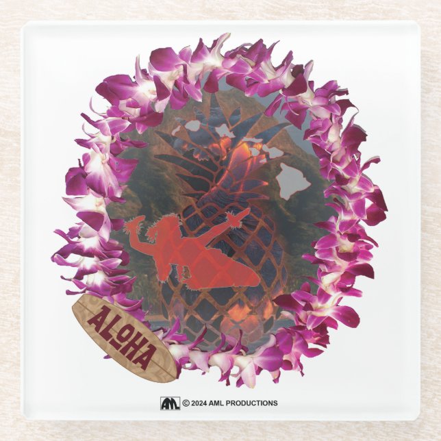 ALOHA 53 GLASS COASTER (Front)