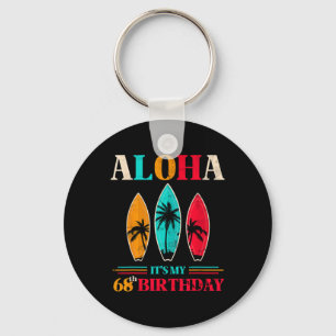 Aloha 68th Birthday Hawaii Tropical Beach Surfing Key Ring