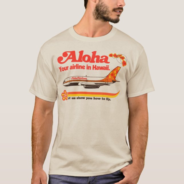 Aloha Airlines Defunct Hawaii Tourist Plane T-Shirt (Front)