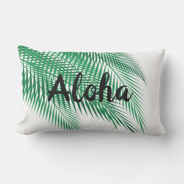 Aloha and Palm Leaves Pillow - Outdoor (Front)