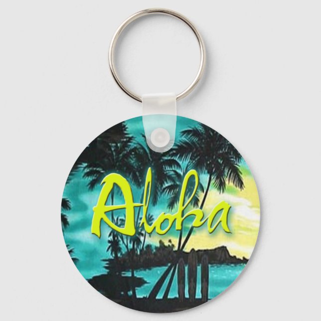 Aloha Aqua Sunset Keychain (Front)