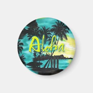 Aloha Aqua Sunset Magnet