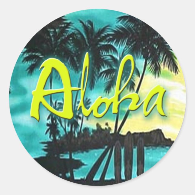 Aloha Aqua Sunset Sticker (Front)
