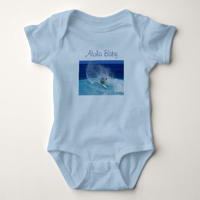 Aloha baby blue body suit baby bodysuit (Front)