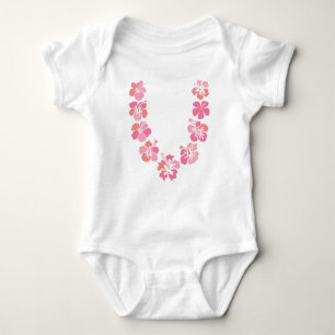 Aloha Baby Bodysuit: Coral Hibiscus Lei Baby Bodysuit
