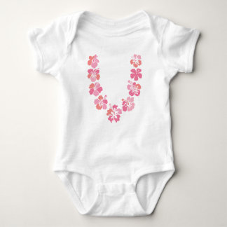 Aloha Baby Bodysuit: Coral Hibiscus Lei Bodysuit
