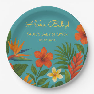 Aloha Baby! Chic Tropical Baby Shower Paper Plate
