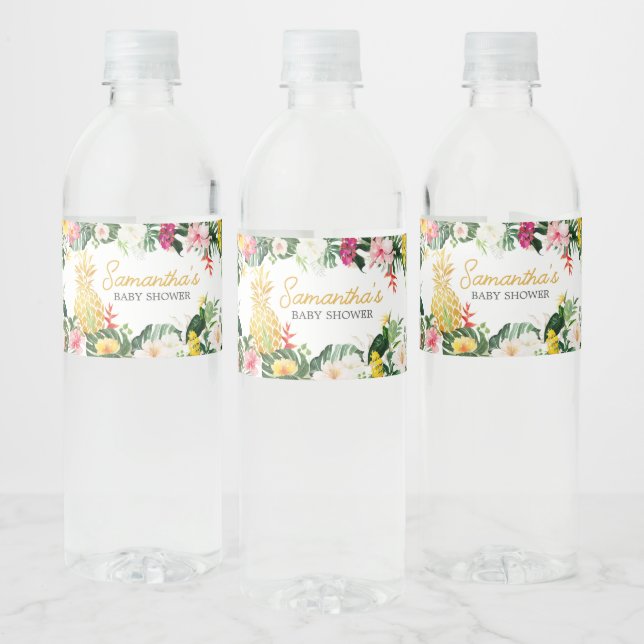 Aloha Baby Pineapple Baby Shower Water Bottle Label (Bottles)