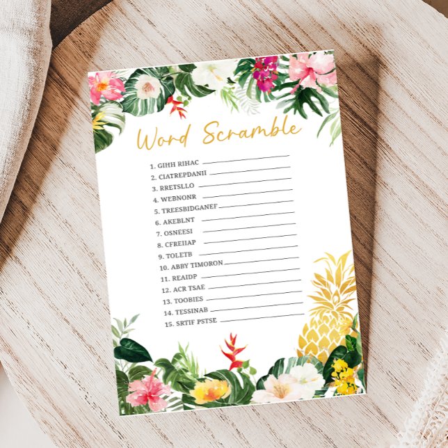 Aloha Baby Pineapple Shower Word Scramble Game (Aloha Baby Shower Game )