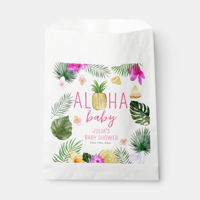 Aloha Baby Pineapples & Pacifiers Baby Shower Luau Favour Bags (Front)