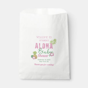 Aloha Baby Pink & Green Tropical Girl Baby Shower Favour Bags