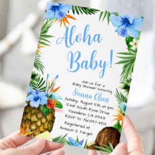 Aloha Baby Shower, Hawaiian Luau Invitation