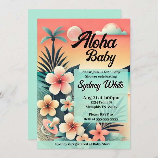 Aloha Baby Shower Invitation (Front/Back)