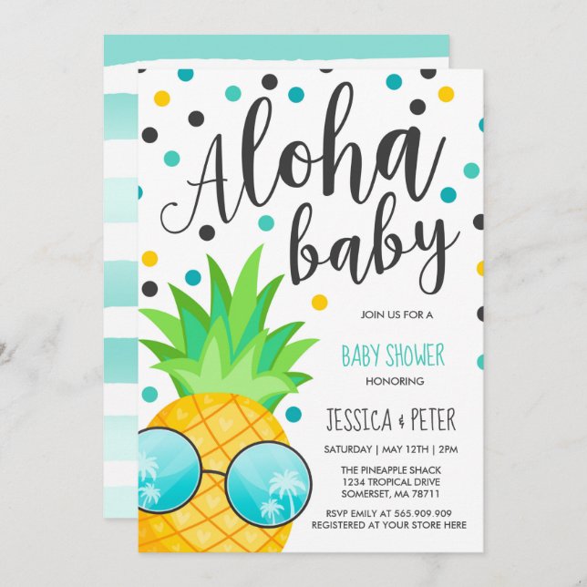 Aloha Baby Shower Invitation Pineapple Baby Shower (Front/Back)