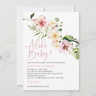Aloha Baby Shower Invitation, Tropical Baby Shower Invitation