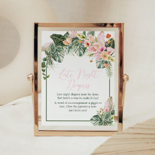 Aloha Baby Shower Late Night Diapers Poster