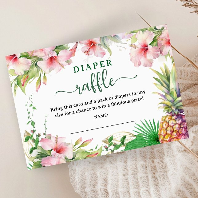 Aloha Baby Shower Tropical Diaper Raffle Enclosure Card (Creator Uploaded)