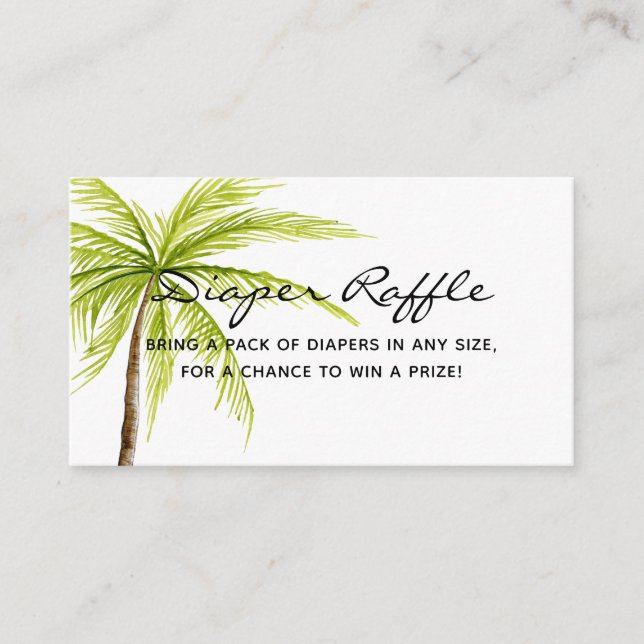 Aloha Baby Shower Tropical Diaper Raffle Ticket Enclosure Card (Front)