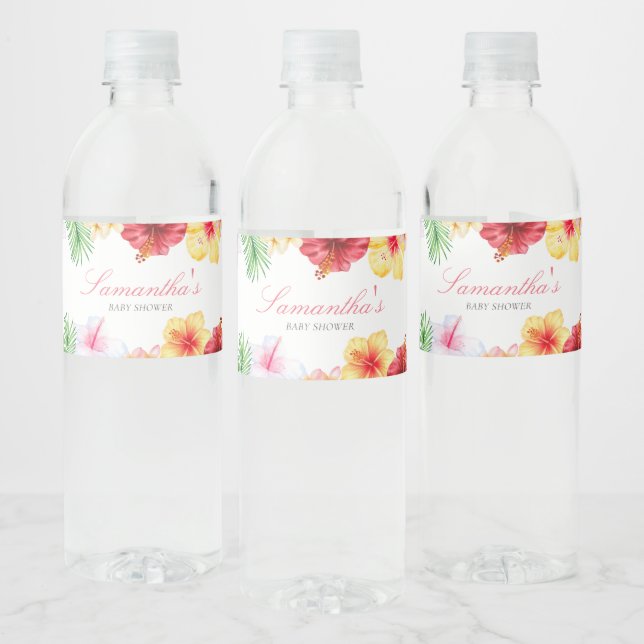 Aloha Baby Shower Water Bottle Label (Bottles)