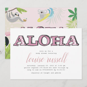 Aloha Baby Tropical Animal   Baby Shower Invitation