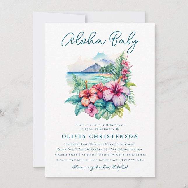 Aloha Baby Tropical Baby Shower Invitation (Front)