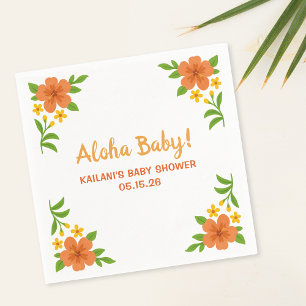 Aloha Baby! Tropical Hawaiian Floral Baby Shower Napkin