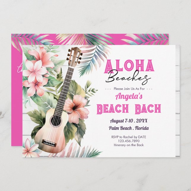 Aloha Beach Bachelorette Weekend Invitation (Front/Back)