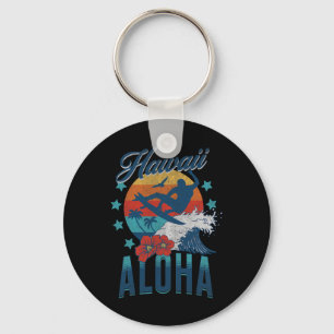 Aloha Beach Hawaii Surfing Vintage Hawaiian Retro Key Ring